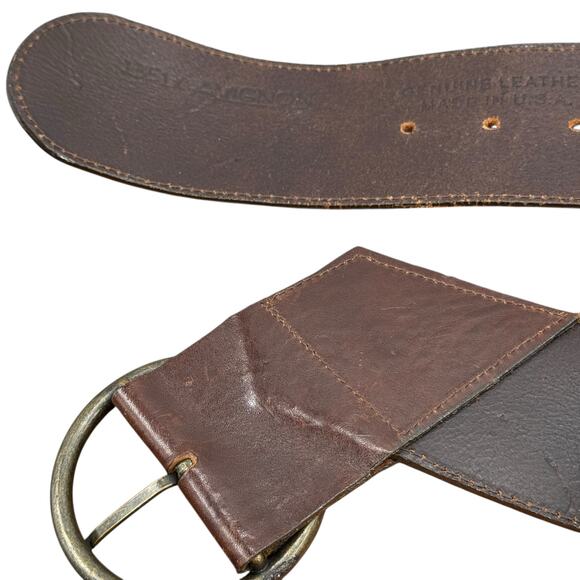 Avignon Leather Belt Vintage Womens L Brown Woven Wide Boho Festival Artisan 70s - Picture 7 of 11